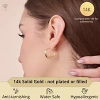 Solid 14K Gold Hoop Earrings for Women | 20mm Beaded Real Gold Hoop Earrings | Hypoallergenic Yellow 14 Karat Round Earring Hoops with Click-top Closure by MAX + STONE