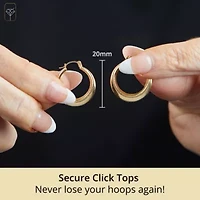 Solid 14K Gold Hoop Earrings for Women | 20mm Beaded Real Gold Hoop Earrings | Hypoallergenic Yellow 14 Karat Round Earring Hoops with Click-top Closure by MAX + STONE