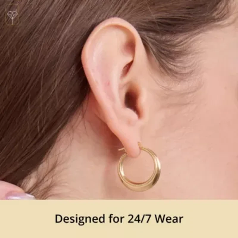 Solid 14K Gold Hoop Earrings for Women | 20mm Beaded Real Gold Hoop Earrings | Hypoallergenic Yellow 14 Karat Round Earring Hoops with Click-top Closure by MAX + STONE