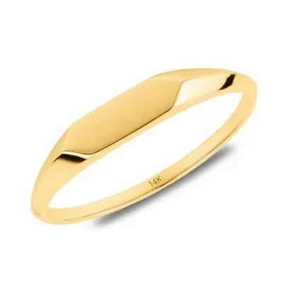 MAX + STONE Thin 14K Gold Signet Ring for Women & Men | Comfortable Band Hypoallergenic and Anti-Tarnish Stacking Sizes 6