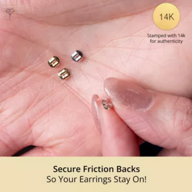 Solid 14K Gold Earring Backs Replacements | Genuine White Butterfly Backings Secure Push Back Real Earrings for Studs by MAX + STONE