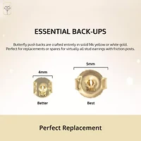 Solid 14K Gold Earring Backs Replacements | Genuine White Butterfly Backings Secure Push Back Real Earrings for Studs by MAX + STONE
