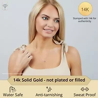 MAX + STONE Solid 14k Yellow Gold Created Blue Sapphire Bezel Set Heart Pendant Necklace for Women with Spring Ring Clasp 5mm September Birthstone