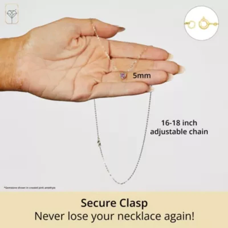 MAX + STONE Solid 14k Yellow Gold Created Blue Sapphire Bezel Set Heart Pendant Necklace for Women with Spring Ring Clasp 5mm September Birthstone