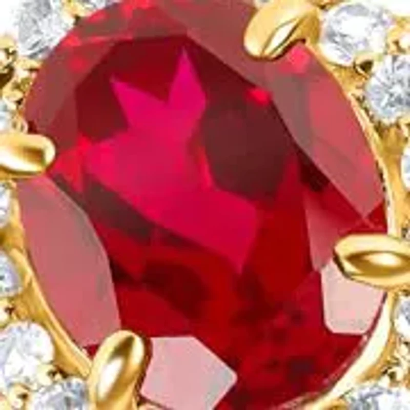 MAX + STONE Solid 10K White Gold Red Ruby Rings For Women | Oval Cut July Birthstone Ring Anti Tarnish 10kt Created Statement Cocktail Gemstone 8