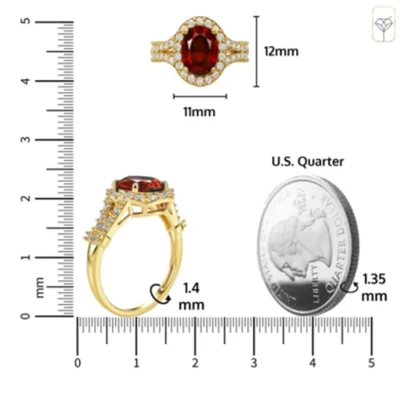 MAX + STONE Solid 10K White Gold Red Ruby Rings For Women | Oval Cut July Birthstone Ring Anti Tarnish 10kt Created Statement Cocktail Gemstone 8
