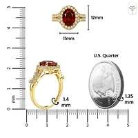 MAX + STONE Solid 10K White Gold Red Ruby Rings For Women | Oval Cut July Birthstone Ring Anti Tarnish 10kt Created Statement Cocktail Gemstone 8