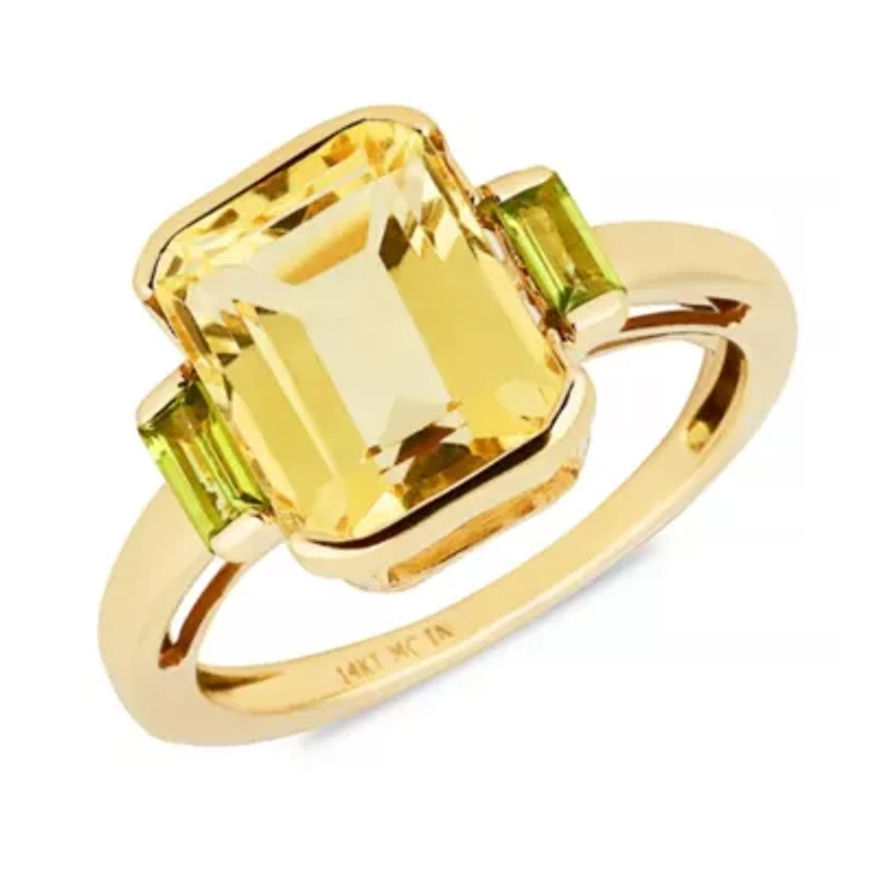 MAX + STONE 14k Gold Citrine and Peridot Ring | Gemstone Rings for Women Hypoallergenic Statement Cocktail 6
