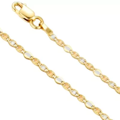 MAX + STONE Solid 14k Gold Tri Tone Valentino Mirror Necklace Chain for Women Men | 20 Inch Hypoallergenic Real Yellow Chain| Anti-Tarnishing Color Chains