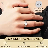 MAX + STONE Solid 10K White Gold Opal Rings for Women | Created October Birthstone Ring Anti Tarnish 10kt Statement Cocktail Gemstone 8