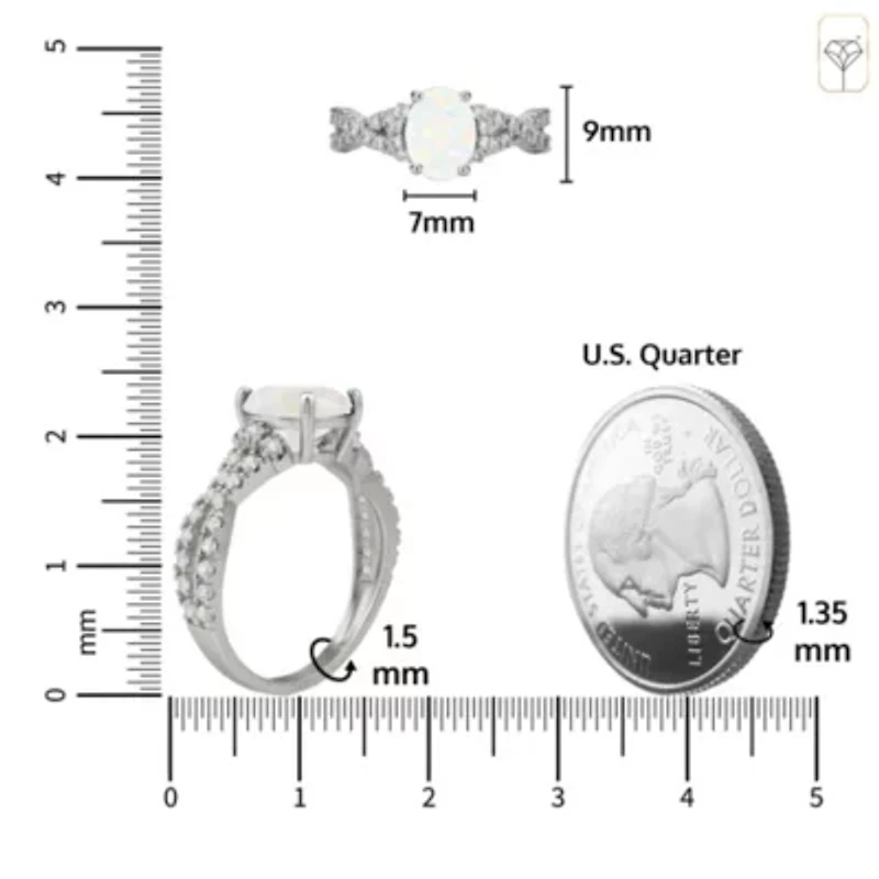 MAX + STONE Solid 10K White Gold Opal Rings for Women | Created October Birthstone Ring Anti Tarnish 10kt Statement Cocktail Gemstone 8