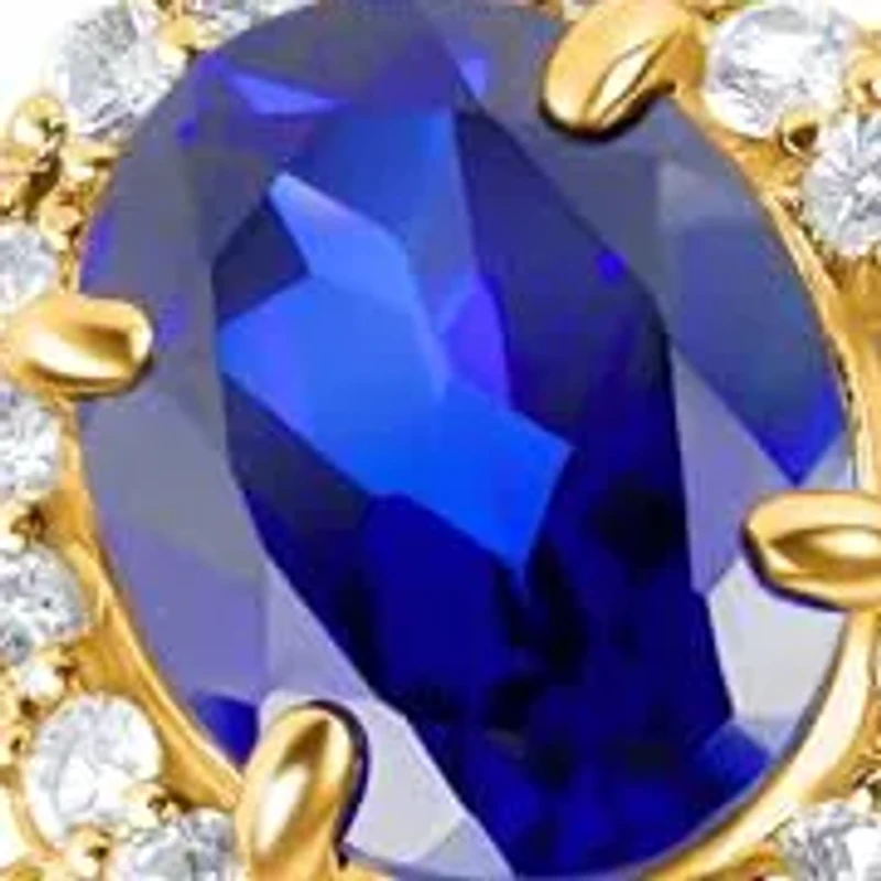 MAX + STONE Solid 10K Yellow Gold Blue Sapphire Rings For Women | Oval Cut September Birthstone Ring Anti Tarnish 10kt Created Statement Cocktail Gemstone 6