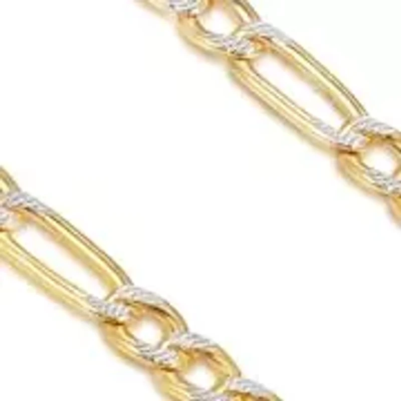 MAX + STONE Real 14k Gold Two Tone Figaro Chain for Women Men | 20 Inch Hypoallergenic Yellow Hollow Anti-Tarnishing Necklace