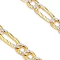 MAX + STONE Real 14k Gold Two Tone Figaro Chain for Women Men | 20 Inch Hypoallergenic Yellow Hollow Anti-Tarnishing Necklace
