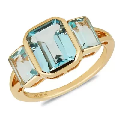 MAX + STONE 14k Solid Gold Sky Blue Topaz Statement Ring | December Birthstones For Women Hypoallergenic Gemstone 6