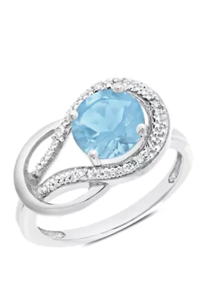 10K White Gold Blue Topaz and 2 ct. t.w. Diamond Accent Ring