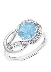 10K White Gold Blue Topaz and 2 ct. t.w. Diamond Accent Ring