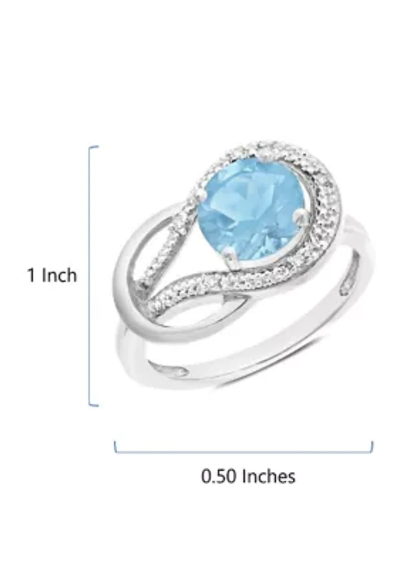 10K White Gold Blue Topaz and 2 ct. t.w. Diamond Accent Ring