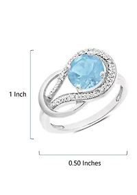10K White Gold Blue Topaz and 2 ct. t.w. Diamond Accent Ring