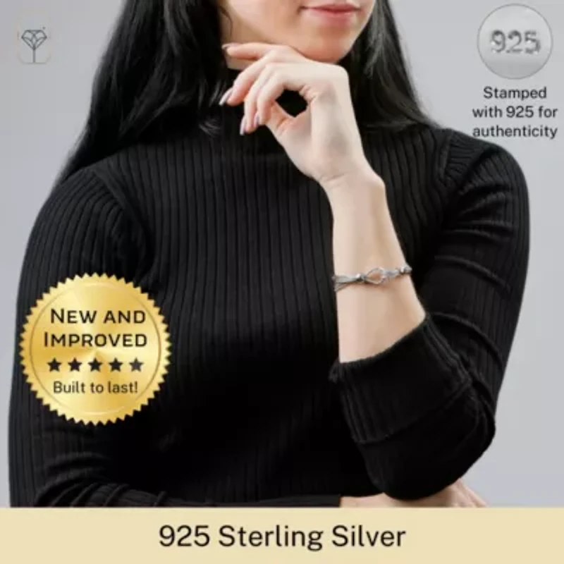 MAX + STONE 925 Sterling Silver Bracelets for Women | 7.5 Inch Pure Silver Mesh Bracelet | Hypoallergenic Anti Tarnishing Solid Silver Bracelets