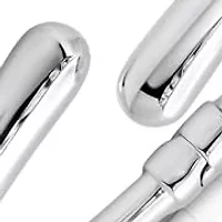 MAX + STONE 925 Sterling Silver Bracelet for Women | 7 Inch Bypass Open Bangle Bracelets with Hinged Clasp | Anti-tarnishing Sterling Silver Bangle Bracelet | Silver Bangles for Women