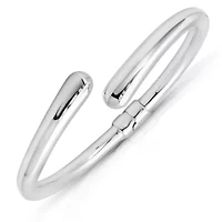 MAX + STONE 925 Sterling Silver Bracelet for Women | 7 Inch Bypass Open Bangle Bracelets with Hinged Clasp | Anti-tarnishing Sterling Silver Bangle Bracelet | Silver Bangles for Women