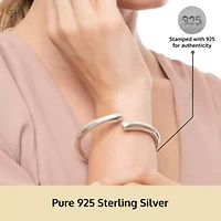 MAX + STONE 925 Sterling Silver Bracelet for Women | 7 Inch Bypass Open Bangle Bracelets with Hinged Clasp | Anti-tarnishing Sterling Silver Bangle Bracelet | Silver Bangles for Women