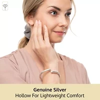 MAX + STONE 925 Sterling Silver Bracelet for Women | 7 Inch Bypass Open Bangle Bracelets with Hinged Clasp | Anti-tarnishing Sterling Silver Bangle Bracelet | Silver Bangles for Women