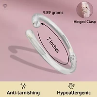 MAX + STONE 925 Sterling Silver Bracelet for Women | 7 Inch Bypass Open Bangle Bracelets with Hinged Clasp | Anti-tarnishing Sterling Silver Bangle Bracelet | Silver Bangles for Women