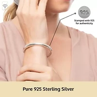 MAX + STONE 925 Sterling Silver Bracelet for Women | 7 Inch Classic Polished Bangle Bracelets with Hinged Clasp | Anti-tarnishing Sterling Silver Bangle Bracelet | Silver Bangles for Women