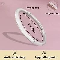 MAX + STONE 925 Sterling Silver Bracelet for Women | 7 Inch Classic Polished Bangle Bracelets with Hinged Clasp | Anti-tarnishing Sterling Silver Bangle Bracelet | Silver Bangles for Women