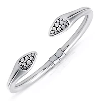 MAX + STONE 925 Sterling Silver Bracelet for Women | 7 Inch Beaded Point Open Bangle Bracelets with Hinged Clasp | Anti-tarnishing Sterling Silver Bangle Bracelet | Silver Bangles for Women