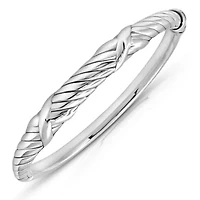 MAX + STONE 925 Sterling Silver Bracelet for Women | 7 Inch Braided Rope Bangle Bracelets with Hinged Clasp | Anti-tarnishing Sterling Silver Bangle Bracelet | Silver Bangles for Women