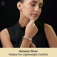 MAX + STONE 925 Sterling Silver Bracelet for Women | 7 Inch Braided Rope Bangle Bracelets with Hinged Clasp | Anti-tarnishing Sterling Silver Bangle Bracelet | Silver Bangles for Women