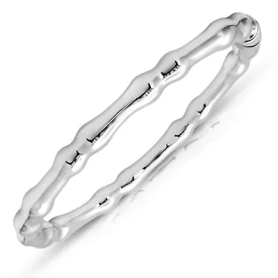MAX + STONE 925 Sterling Silver Bracelet for Women | 7 Inch Bamboo Bangle Bracelets with Hinged Clasp | Anti-tarnishing Sterling Silver Bangle Bracelet | Silver Bangles for Women