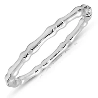 MAX + STONE 925 Sterling Silver Bracelet for Women | 7 Inch Bamboo Bangle Bracelets with Hinged Clasp | Anti-tarnishing Sterling Silver Bangle Bracelet | Silver Bangles for Women