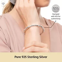 MAX + STONE 925 Sterling Silver Bracelet for Women | 7 Inch Bamboo Bangle Bracelets with Hinged Clasp | Anti-tarnishing Sterling Silver Bangle Bracelet | Silver Bangles for Women