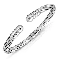 MAX + STONE 925 Sterling Silver Bracelet for Women | 7 Inch Open Textured Bangle Bracelets with Hinged Clasp | Anti-tarnishing Sterling Silver Bangle Bracelet | Silver Bangles for Women
