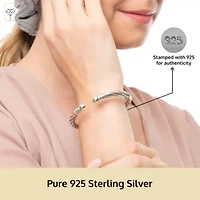 MAX + STONE 925 Sterling Silver Bracelet for Women | 7 Inch Open Textured Bangle Bracelets with Hinged Clasp | Anti-tarnishing Sterling Silver Bangle Bracelet | Silver Bangles for Women