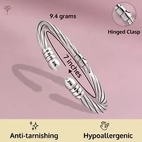 MAX + STONE 925 Sterling Silver Bracelet for Women | 7 Inch Open Textured Bangle Bracelets with Hinged Clasp | Anti-tarnishing Sterling Silver Bangle Bracelet | Silver Bangles for Women