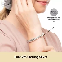MAX + STONE 925 Sterling Silver Bracelet for Women | 7 Inch Filigree Bangle Bracelets with Hinged Clasp | Anti-tarnishing Sterling Silver Bangle Bracelet | Silver Bangles for Women