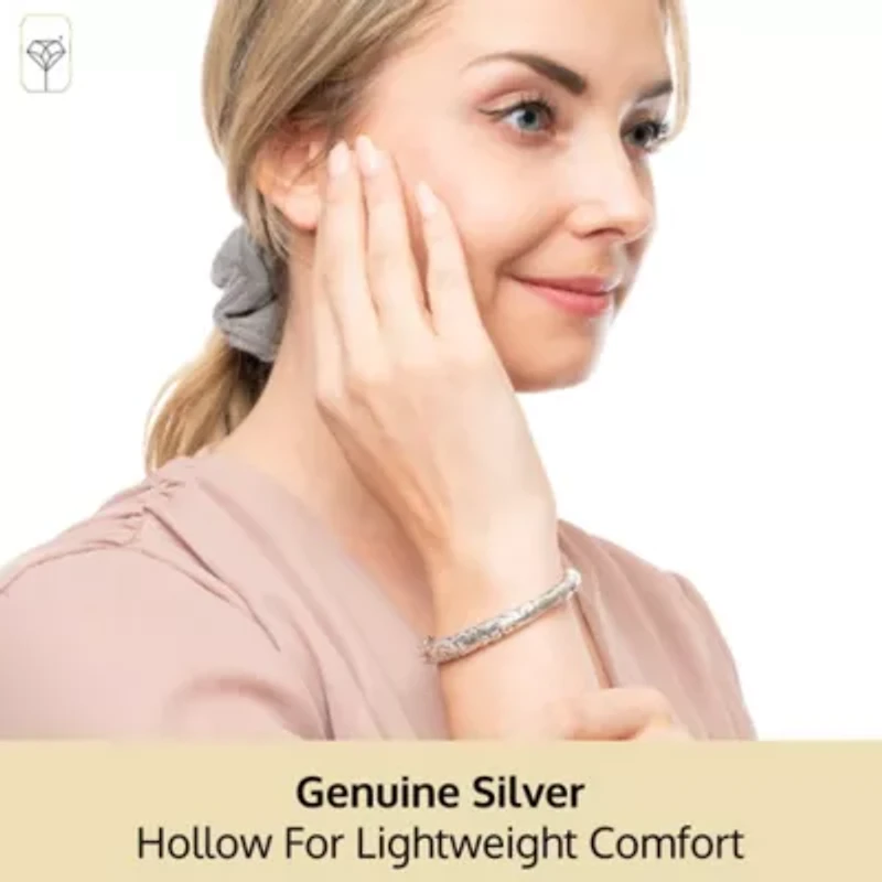 MAX + STONE 925 Sterling Silver Bracelet for Women | 7 Inch Filigree Bangle Bracelets with Hinged Clasp | Anti-tarnishing Sterling Silver Bangle Bracelet | Silver Bangles for Women