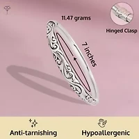 MAX + STONE 925 Sterling Silver Bracelet for Women | 7 Inch Filigree Bangle Bracelets with Hinged Clasp | Anti-tarnishing Sterling Silver Bangle Bracelet | Silver Bangles for Women