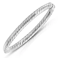 MAX + STONE 925 Sterling Silver Bangle Bracelet | 7 Inch Twist Bracelet with Hinged Clasp | Anti-tarnishing Silver Bracelet for Women