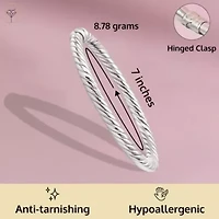 MAX + STONE 925 Sterling Silver Bangle Bracelet | 7 Inch Twist Bracelet with Hinged Clasp | Anti-tarnishing Silver Bracelet for Women