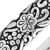 MAX + STONE 925 Sterling Silver Bracelet for Women | 7 Inch Floral Filigree Bracelets with Hinged Clasp | Anti-tarnishing Sterling Silver Bangle Bracelet | Silver Bangles for Women