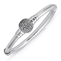 MAX + STONE 925 Sterling Silver Bracelet for Women | 7 Inch Beaded Ball Bracelets with Hinged Clasp | Anti-tarnishing Sterling Silver Bangle Bracelet | Silver Bangles for Women