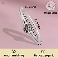 MAX + STONE 925 Sterling Silver Bracelet for Women | 7 Inch Beaded Ball Bracelets with Hinged Clasp | Anti-tarnishing Sterling Silver Bangle Bracelet | Silver Bangles for Women