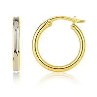 Solid 14K Gold Two Toned Earrings for Women | 12mm Round Real 14K Gold Hoop Earrings for Women | Hypoallergenic 14 Karat Two Tone Hoop Earring with Secure Clasps by MAX + STONE