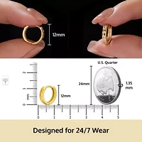 14K Gold Huggie Earrings for Women | Diamond Cut Square Solid Gold Huggie Earrings | Hypoallergenic 12mm Real Solid 14k Gold Hoop Earring by MAX + STONE